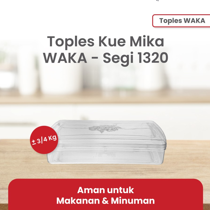 WAKA Toples Kue Mika 1320 3/4kg Segi