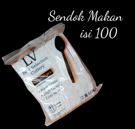 LV Sendok Makan PP Hitam Ori Pak(100)
