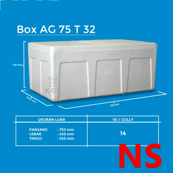 KCS Styrofoam Box Es 75kg NS 750x420x320mm