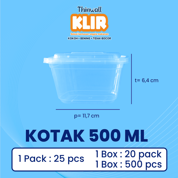 KLIR Thinwall Square 500ml 117x117x64mm