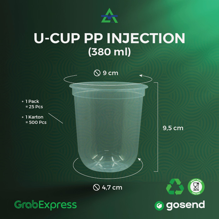 WAL PP Cup U 12oz 380ml Inject Tanpa Tutup 