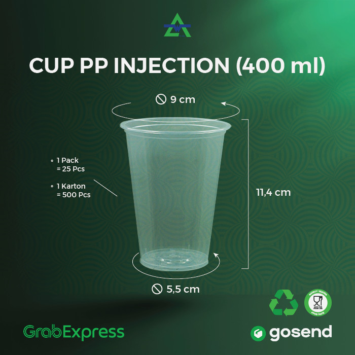 WAL PP Cup 14oz 400ml Inject Tanpa Tutup