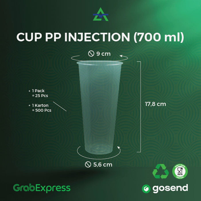 WAL PP Cup 24oz 700ml Inject Tanpa Tutup