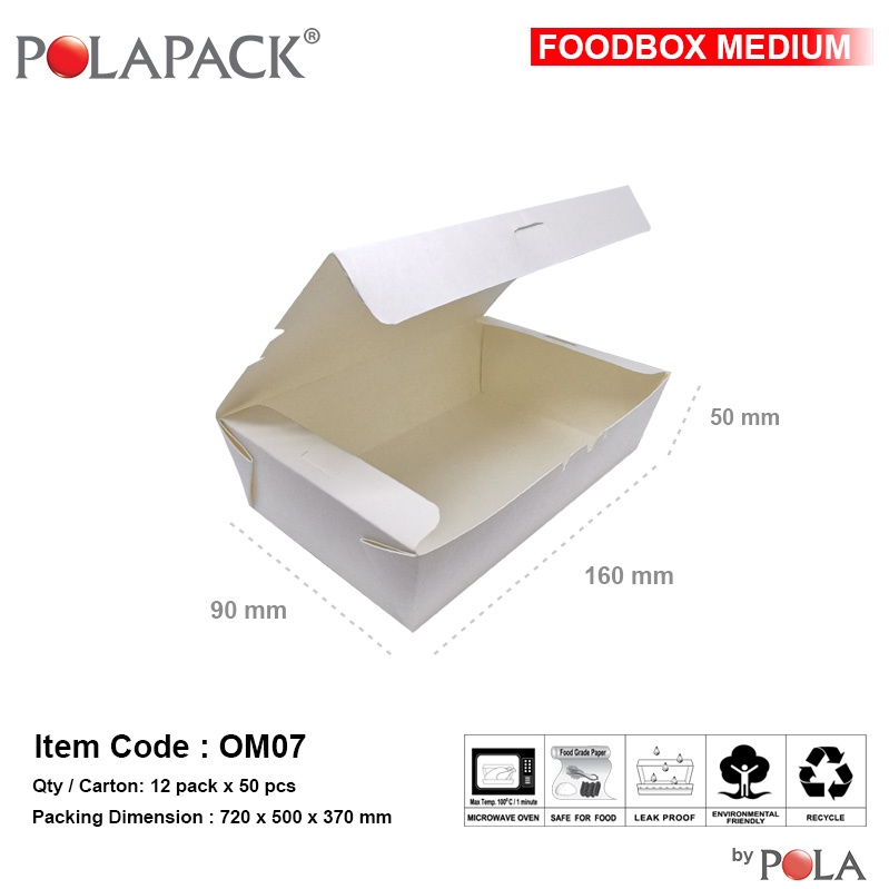 POLA Lunchbox Medium uk 160x80x50mm Putih Pak(50)