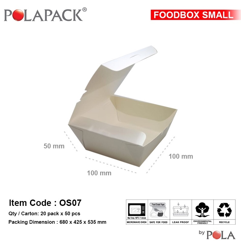POLA Lunchbox Small uk 100x100x50mm Putih Pak(50)