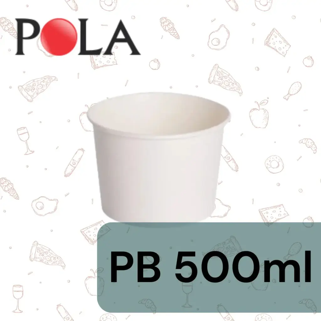 POLA Paper Bowl 17oz 500ml Putih Pak(50)