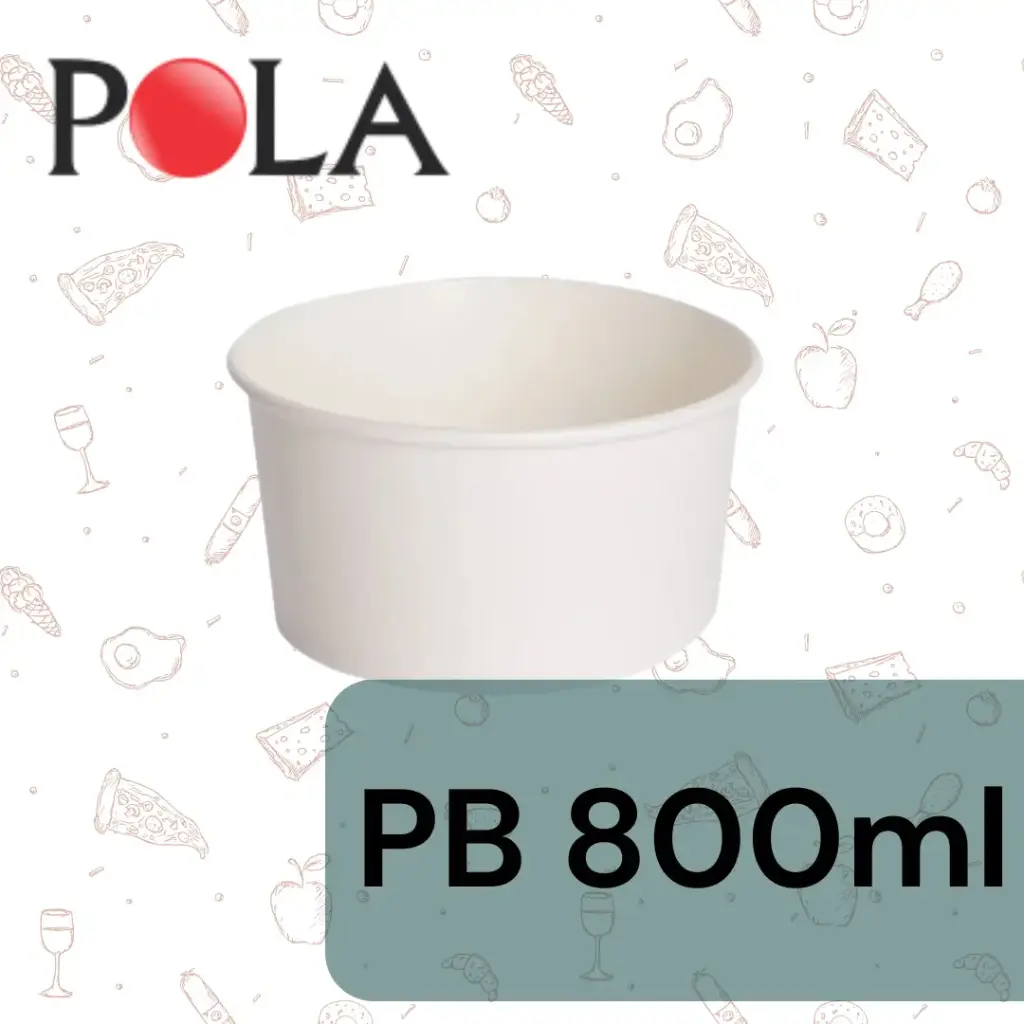 POLA Paper Bowl 27oz 800ml Putih Pak(50)