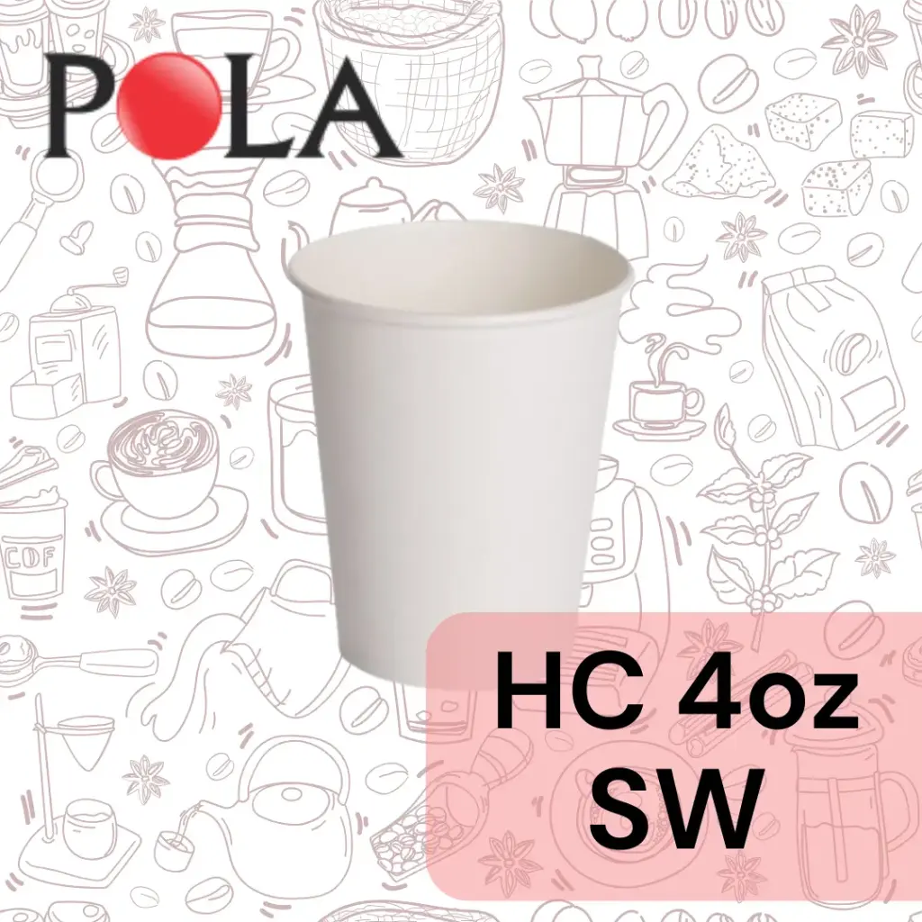 POLA Paper Hot Cup Single Wall 4oz 120ml Putih Pak(50)