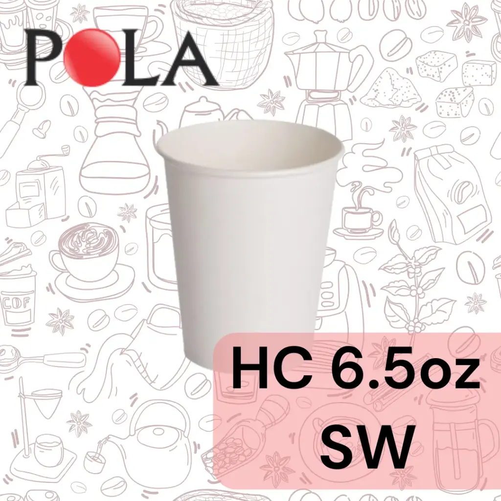 POLA Paper Hot Cup Single Wall 6.5oz 200ml Putih Pak(50)