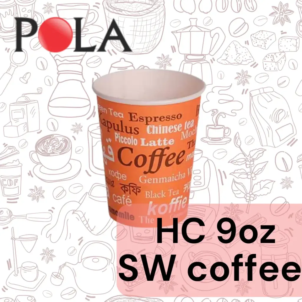 POLA Paper Hot Cup Single Wall 9oz 270ml Print Coffee Pak(50)