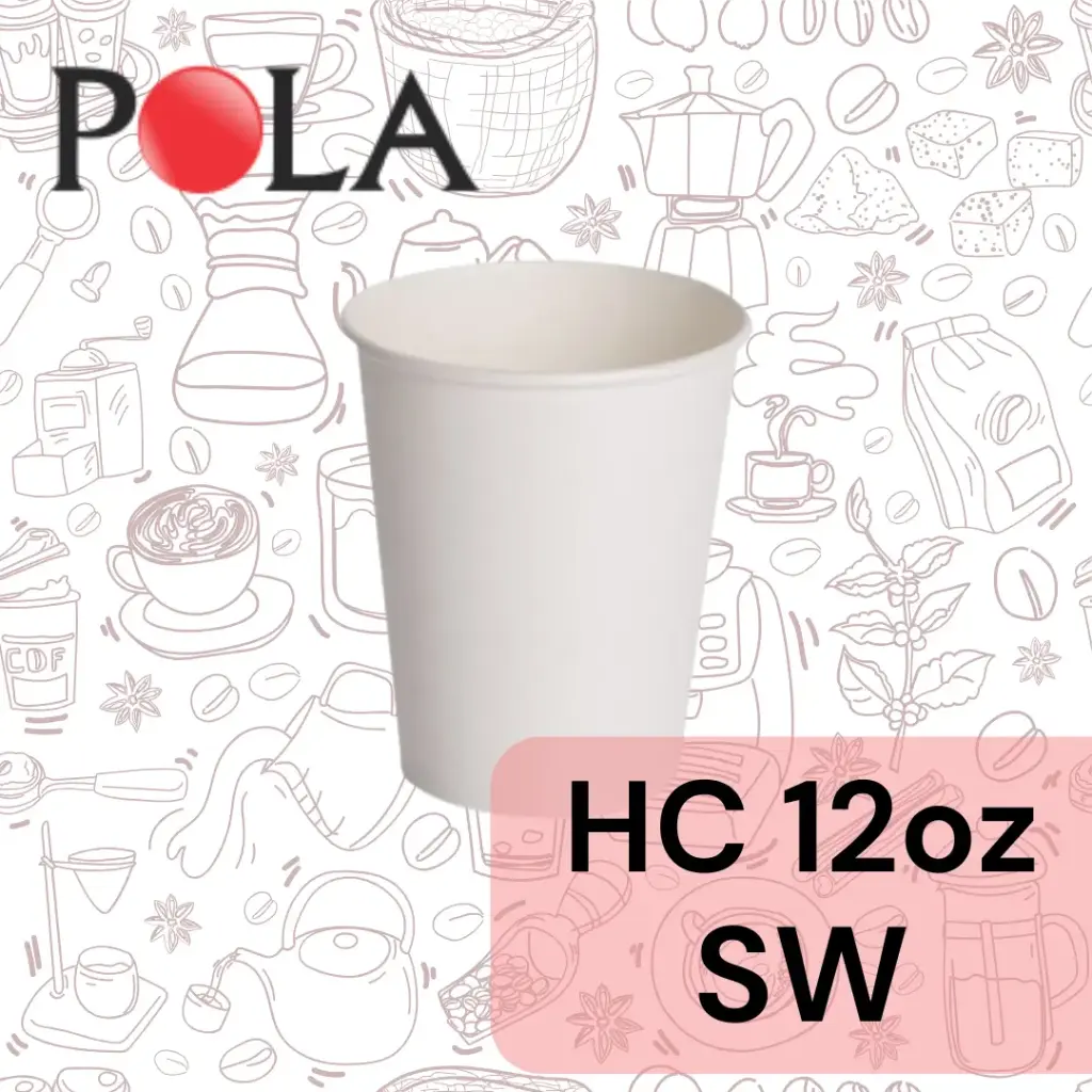 POLA Paper Hot Cup Single Wall 12oz 360ml Putih Pak(50)