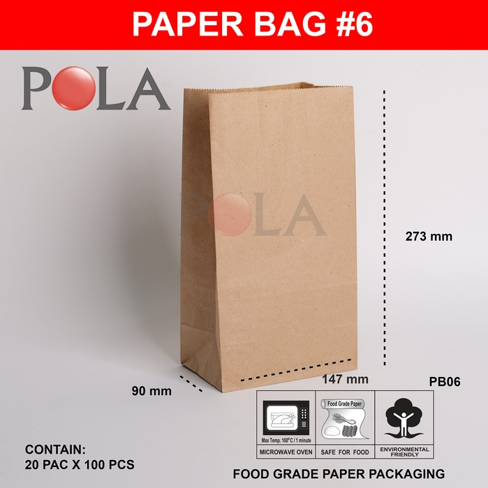 POLA Paperbag 147x273x90 BK55 Coklat Pak(100)