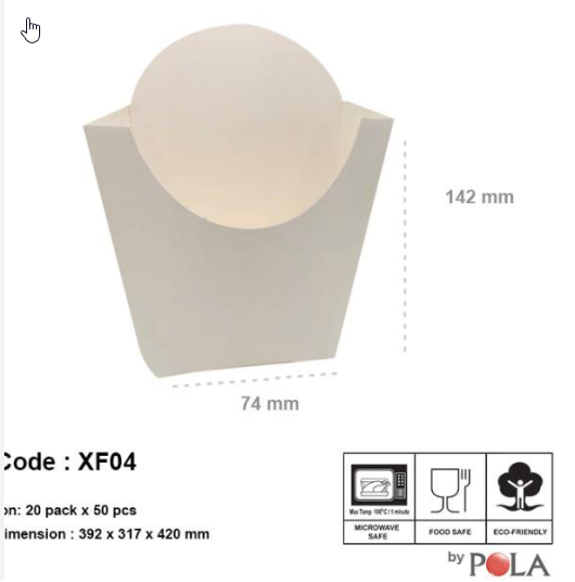 POLA Fry Carton Formed 100x65x40 Putih