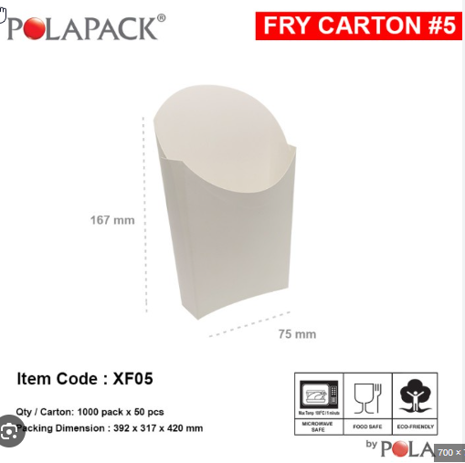 Fry Carton Formed 145x33x32 putih