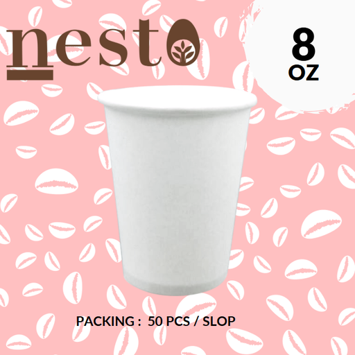 [JTB.HC8P] NESTO Paper Hot Cup 8oz 240ml Polos Putih