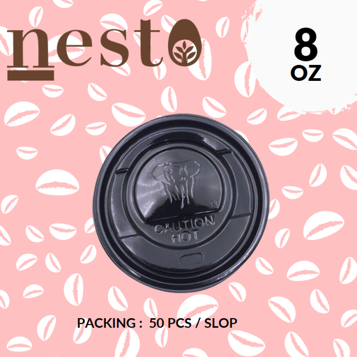[TPP.LDH8] NESTO Lid Hot Cup Dome 8oz 240ml Hitam