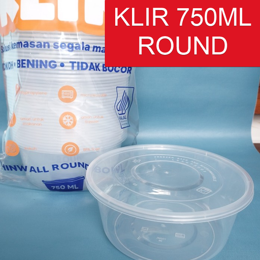 [BTG.K750RD] KLIR Thinwall Mangkuk Round Datar 750ml 150x150x55mm