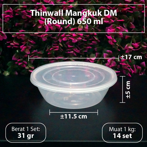 [LSD.D650ROU] DM Mangkuk 650ml Pendek Lebar