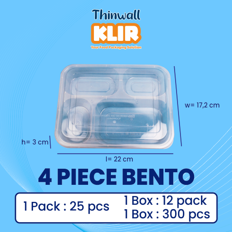 [MTP.KLBS4] KLIR Thinwall LunchBox Sekat 4 