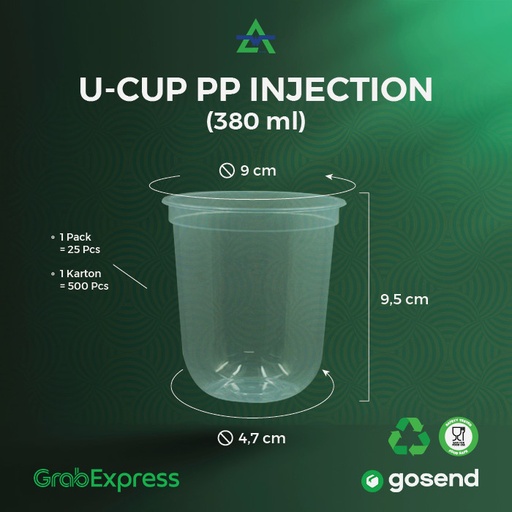 [WAL.U12] WAL PP Cup U 12oz 380ml Inject Tanpa Tutup 