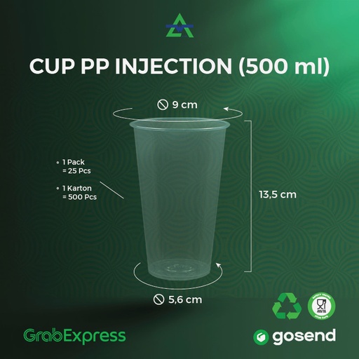 [WAL.16] WAL Cup 16oz 500ml WAL PP Inject Tanpa Tutup