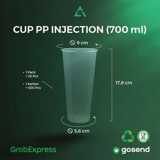 [WAL.24] WAL PP Cup 24oz 700ml Inject Tanpa Tutup