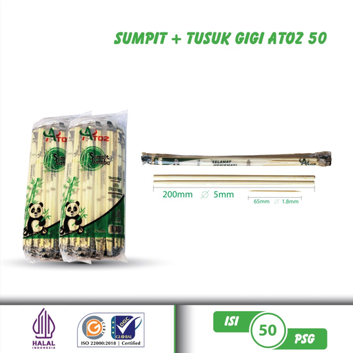 [KIS.SP50] ATOZ Sumpit + Tusuk Gigi Pak(50)