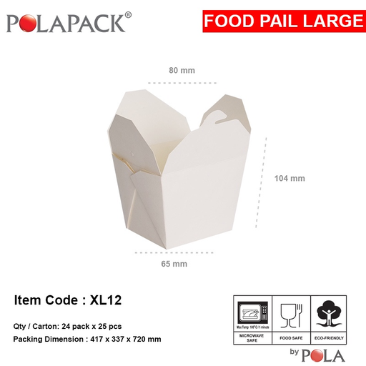 [PPJ.FPL] POLA Food Pail Large 12oz uk 80x65x104mm Putih Pak(25)