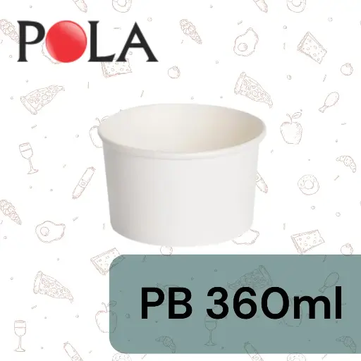 [PPJ.PB12P] POLA Paper Bowl 12oz 360ml Putih Pak(50)