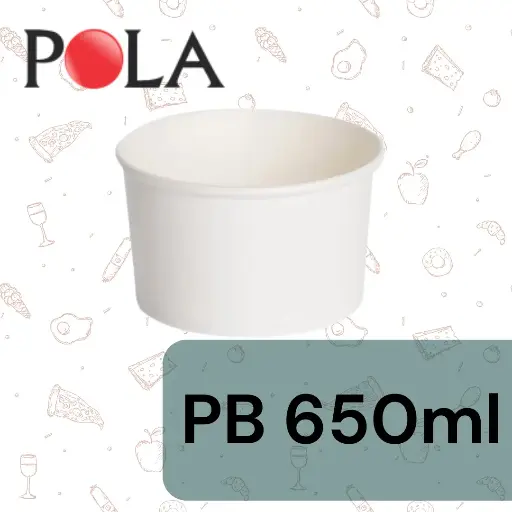 [PPJ.PB22P] POLA Paper Bowl 22oz 650ml Putih Pak(50)