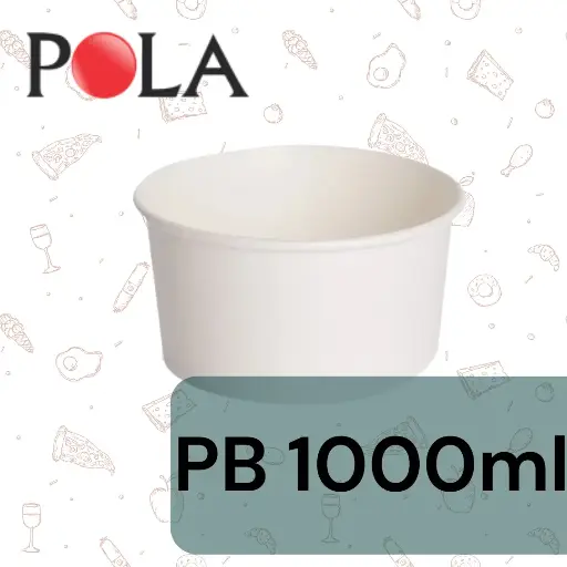 [PPJ.PB33] POLA Paper Bowl 33oz 1000ml Putih Pak(50)