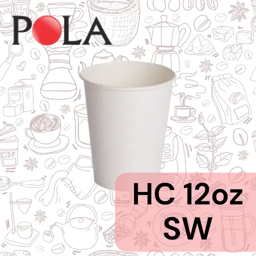 [PPJ.HCSW12] POLA Paper Hot Cup Single Wall 12oz 360ml Putih Pak(50)