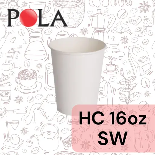 [PPJ.HCSW16] POLA Paper Hot Cup Single Wall 16oz 480ml Putih Pak(50)