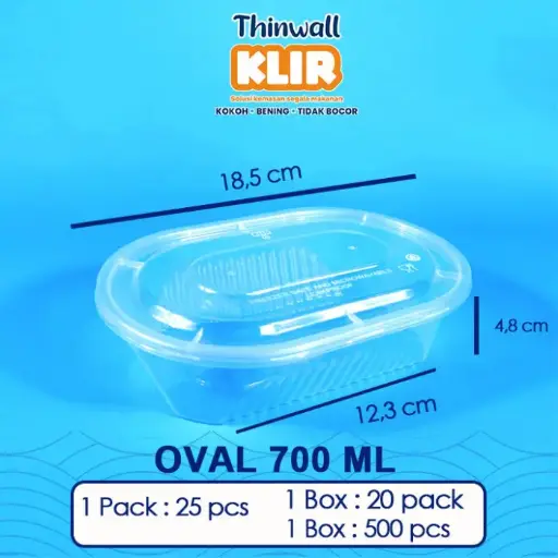 [MTP.O700] KLIR Thinwal 700ml Oval